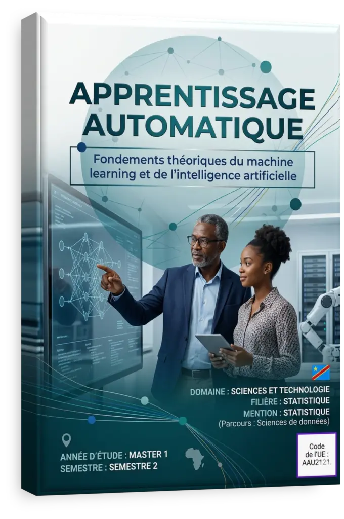 Schéma conceptuel de l'apprentissage automatique avec des icônes de réseaux de neurones et d'analyse de données.