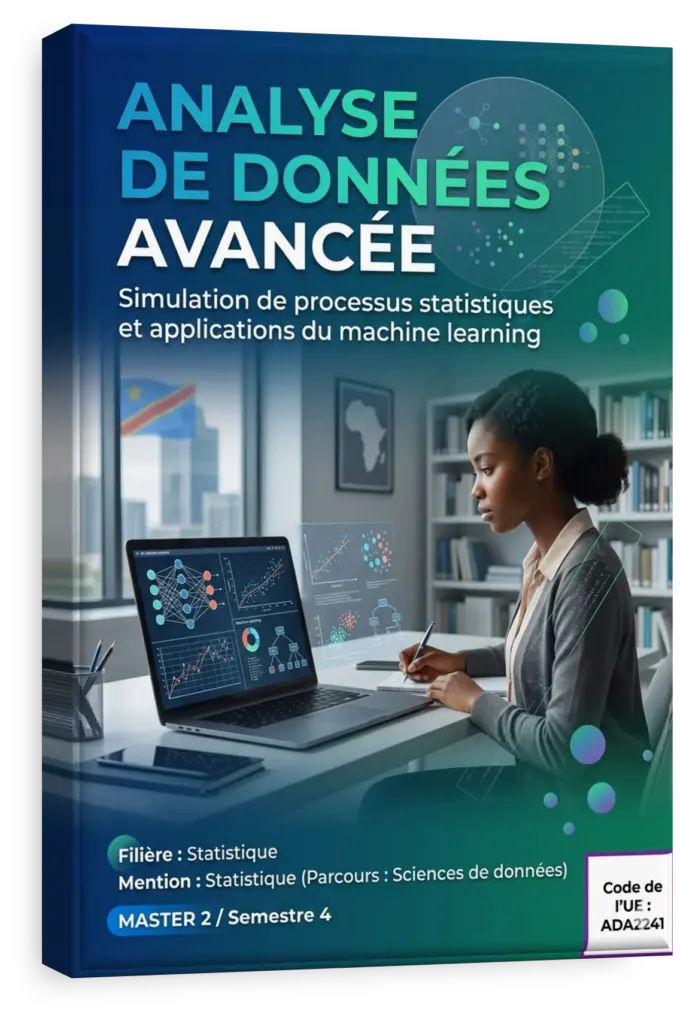 Étudiant en RDC utilisant un ordinateur pour l'analyse de données avancée.