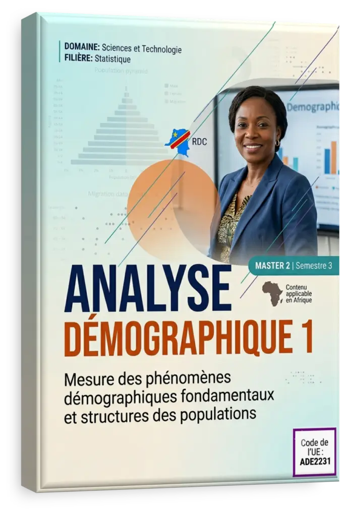 Pyramide des âges de la population de la RDC illustrant le cours d'Analyse Démographique 1.