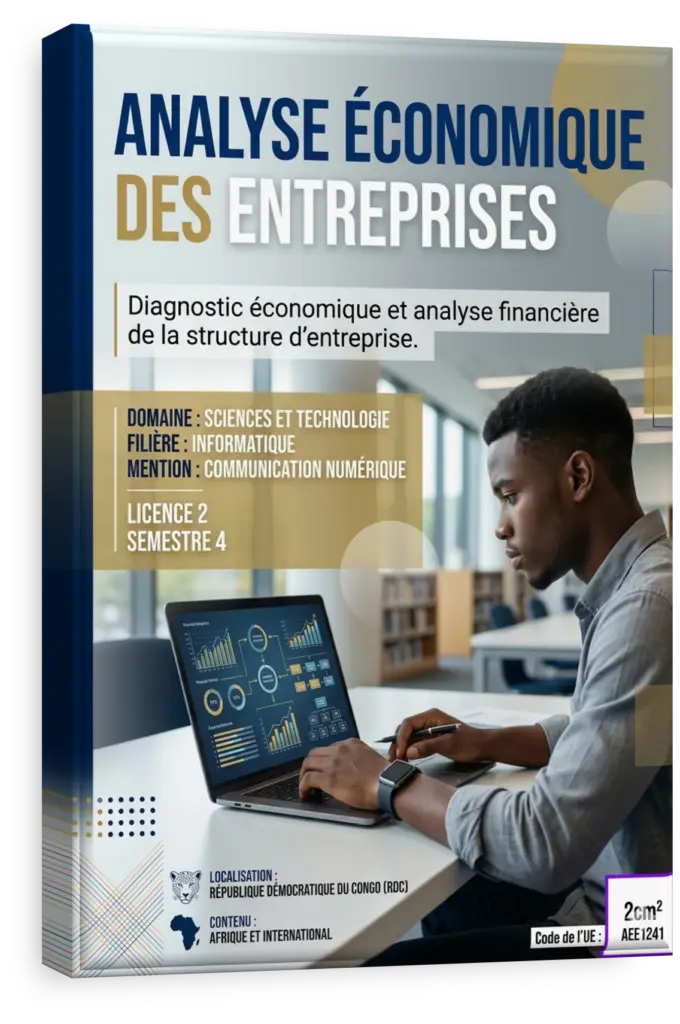 Étudiants en RDC analysant des graphiques de performance économique d'une entreprise.