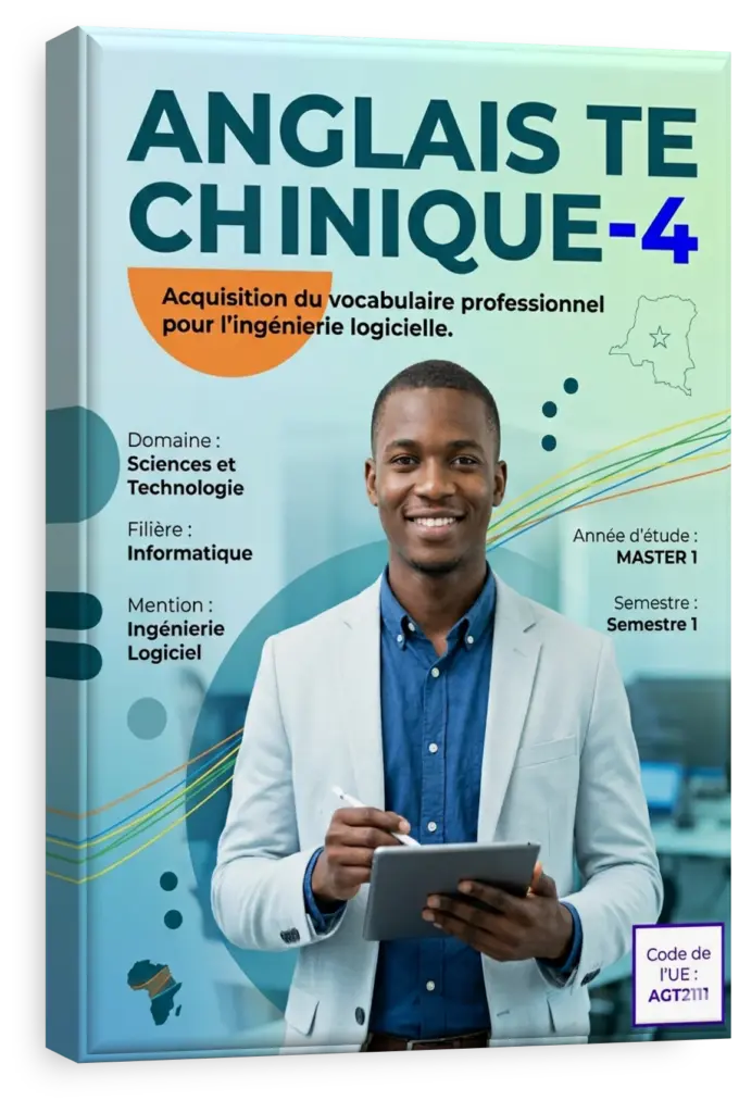 Étudiants en technologie collaborant sur un projet en anglais en RDC.