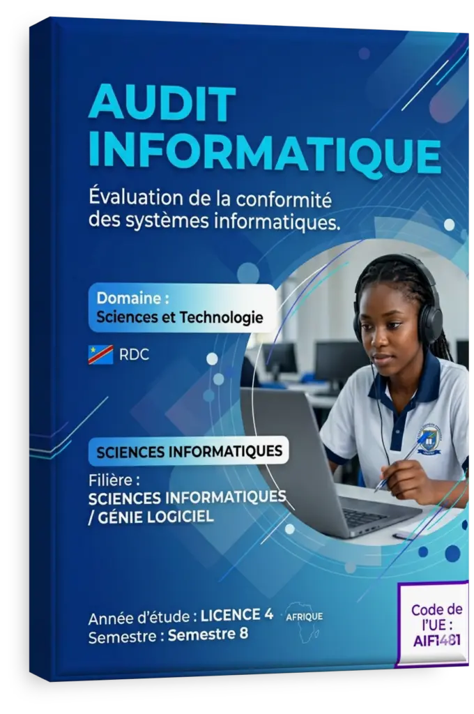 Professionnel réalisant un audit informatique sur un système d'information en RDC.