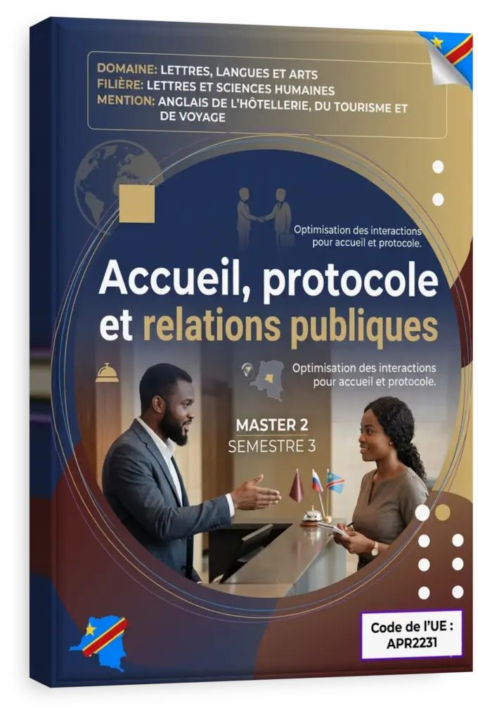 Professionnel appliquant le protocole d'accueil lors d'un événement international en RDC.