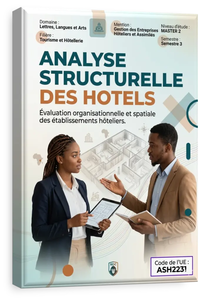 Plan architectural d'un hôtel moderne analysé par des étudiants universitaires en RDC.