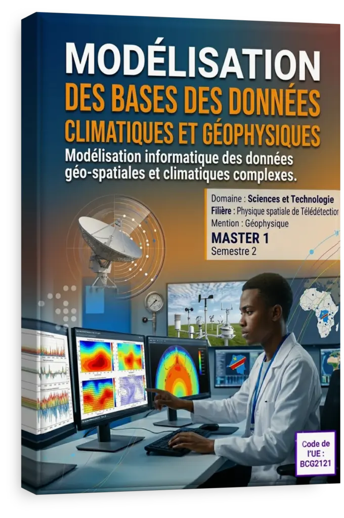 Carte de la RDC avec superposition de données climatiques et géophysiques.