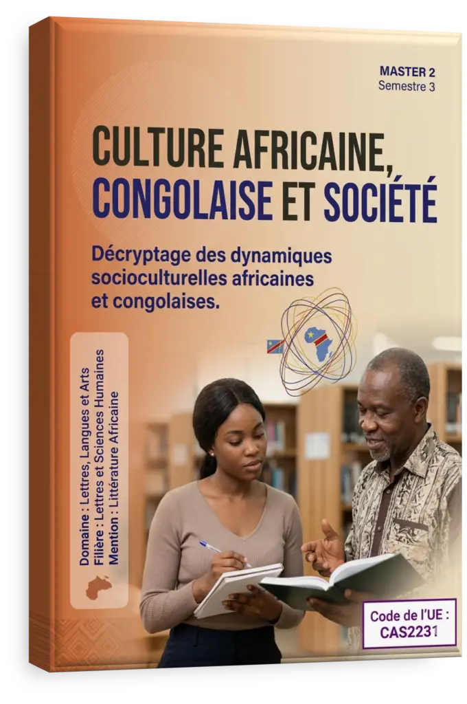 Composition artistique de symboles de la culture congolaise et africaine.