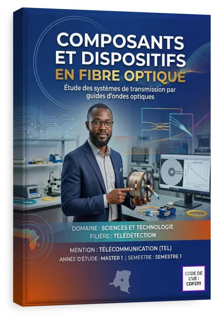 Câbles de fibre optique éclairés par des faisceaux lumineux colorés.