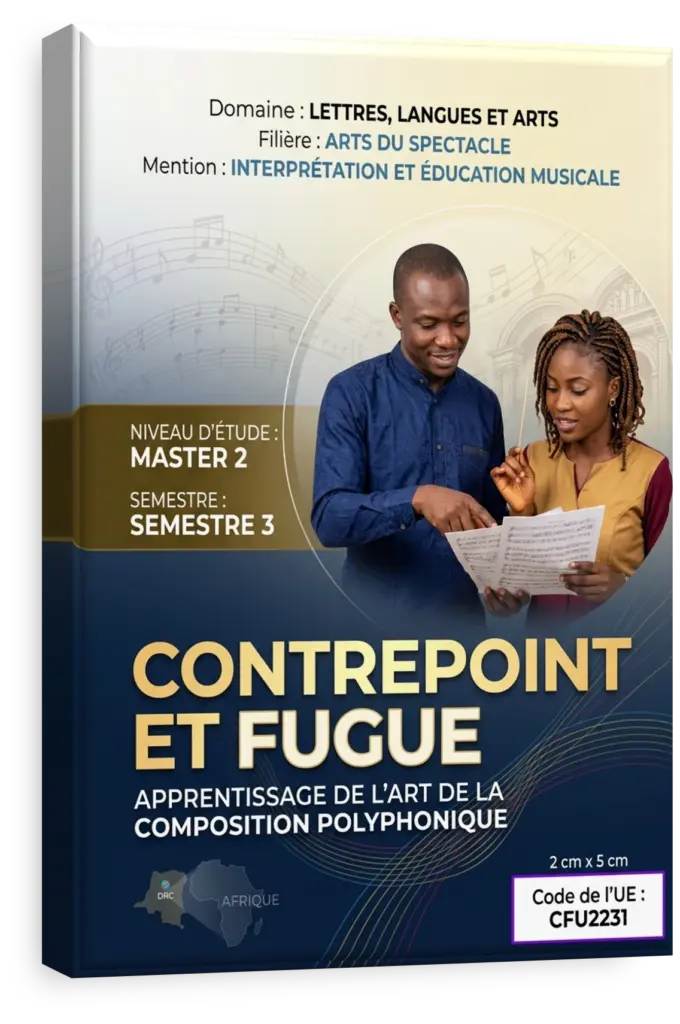 Partition musicale complexe illustrant les techniques de contrepoint et de fugue.