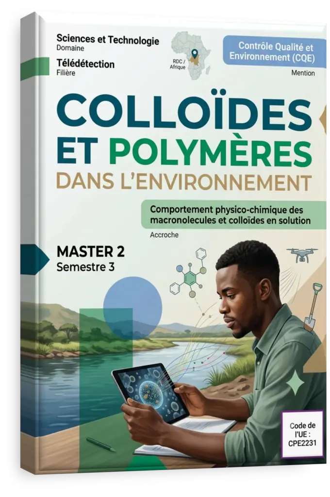 Illustration des interactions entre polymères et colloïdes dans un écosystème.