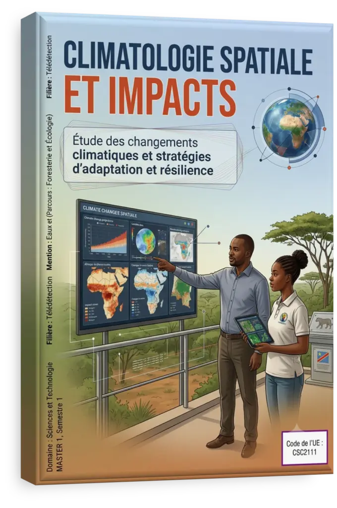 Image satellite de la RDC avec des données climatiques superposées.