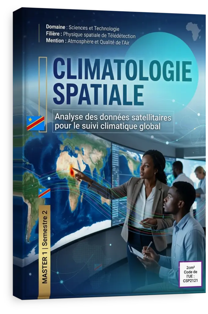 Image satellite de la RDC avec des données climatiques superposées.