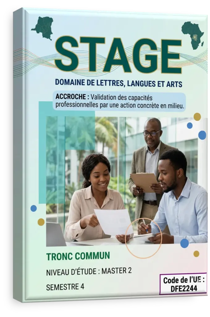 Étudiant en stage d'enseignement du français dans une salle de classe en RDC.