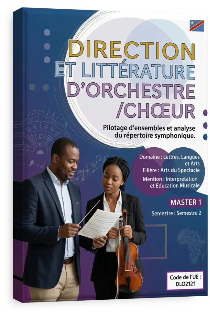 Chef d'orchestre dirigeant un chœur et un orchestre.