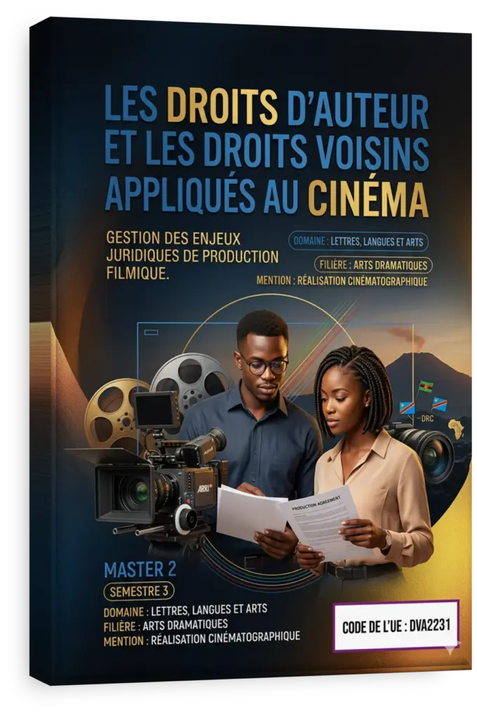 Un clap de cinéma posé à côté d'un livre de droit symbolisant les droits d'auteur.