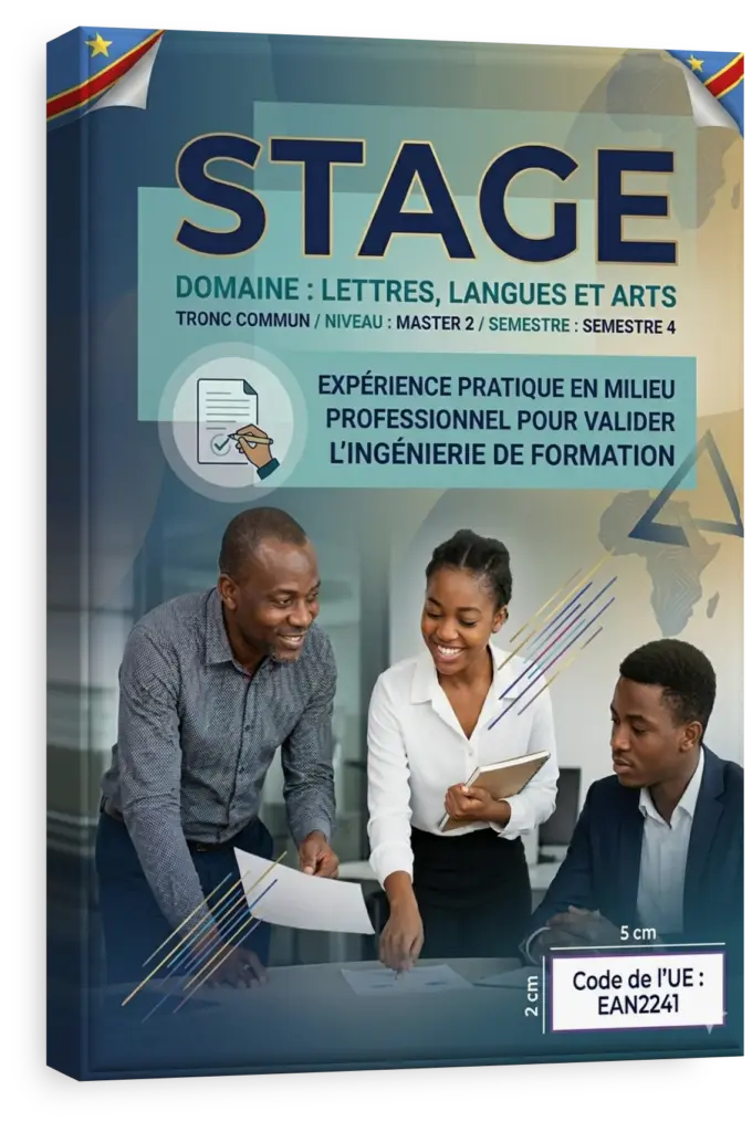 Étudiant en stage animant un cours d'anglais dans une université en RDC.