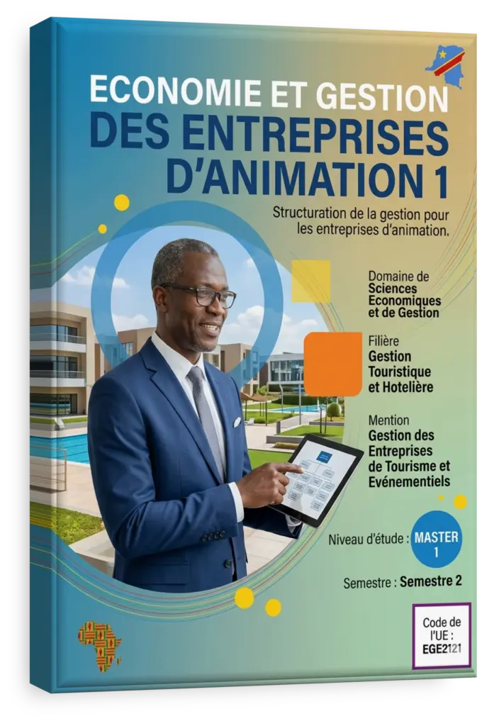 Étudiants en gestion de loisirs planifiant un projet d'animation dans un parc thématique en RDC.