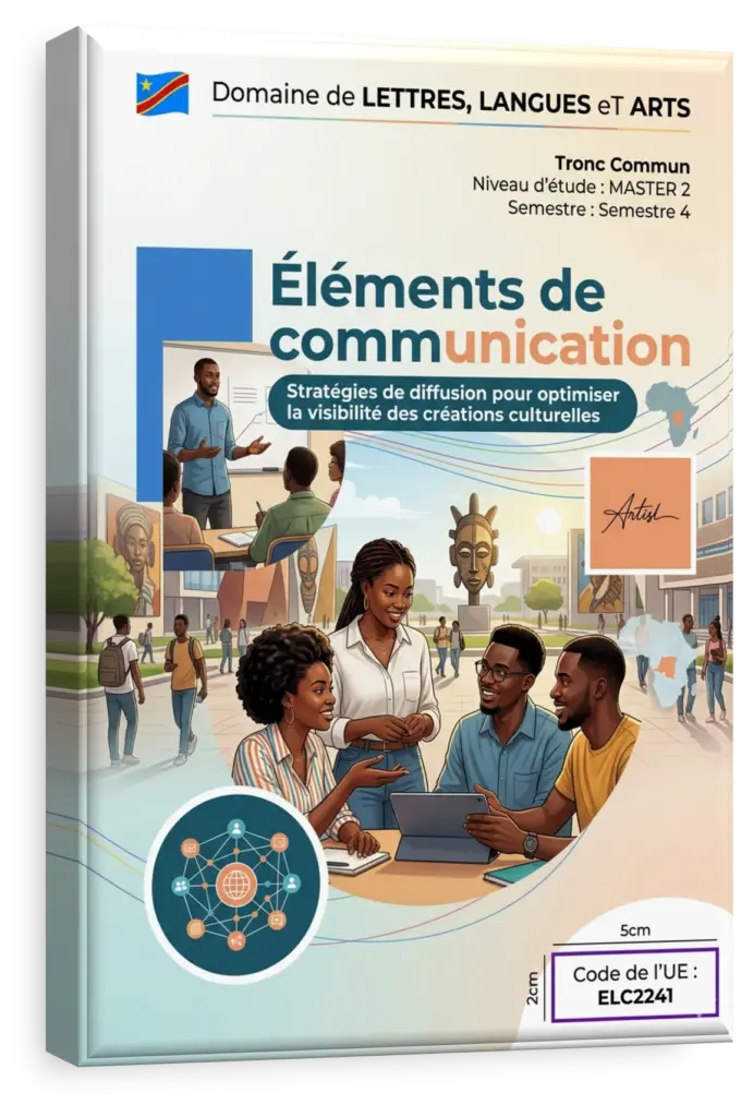 Étudiant en communication présentant un projet avec assurance devant une audience en RDC.