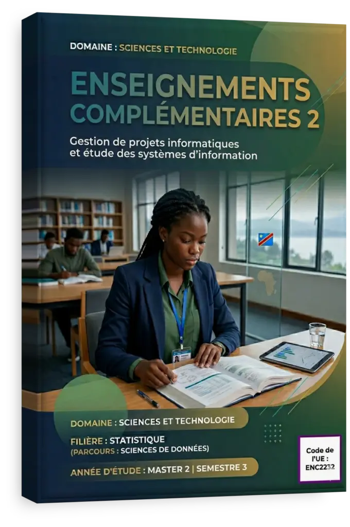 Étudiants en sciences et technologie en RDC travaillant sur des systèmes d'information.