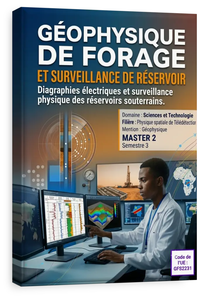 Schéma illustrant les techniques de géophysique de forage dans un réservoir souterrain.