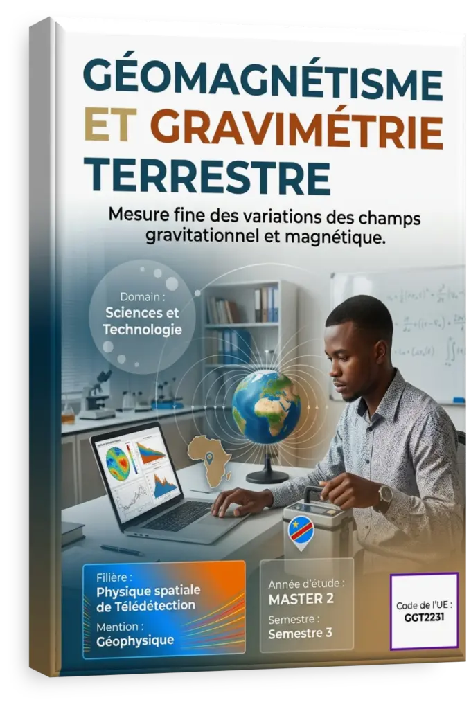 Globe terrestre avec visualisation des données de géomagnétisme et de gravimétrie.