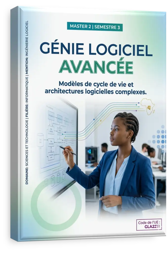 Étudiants en RDC collaborant sur un diagramme d'architecture logicielle avancée.