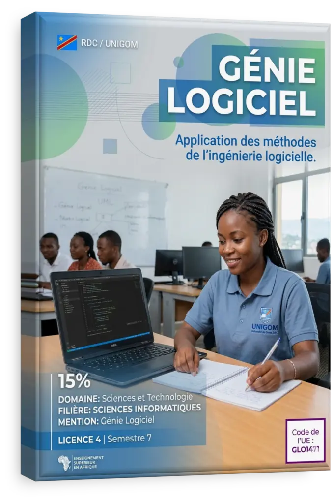 Étudiants en génie logiciel collaborant sur un projet de code en RDC.