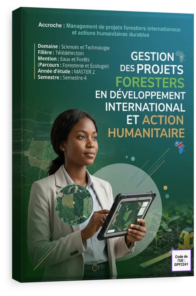 Étudiants et professionnels dans une forêt en RDC apprenant la gestion de projet.