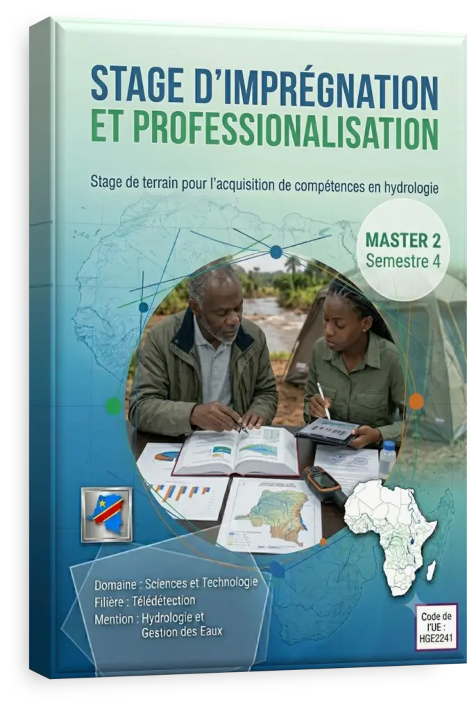 Étudiants en hydrographie réalisant des mesures sur une rivière en RDC.