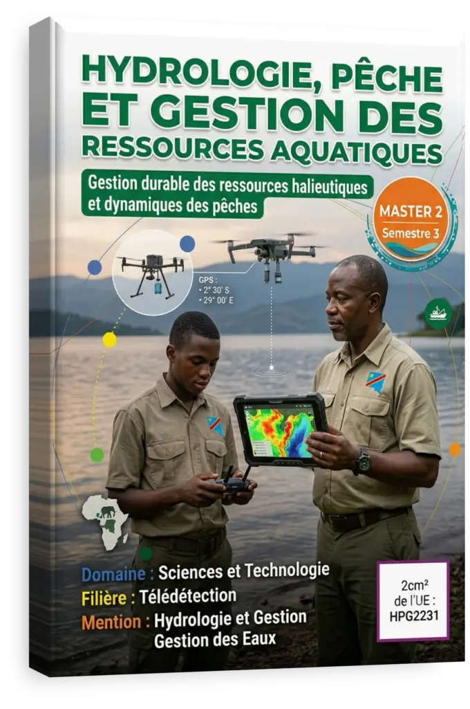 Pêcheurs sur une pirogue sur le fleuve Congo au crépuscule.