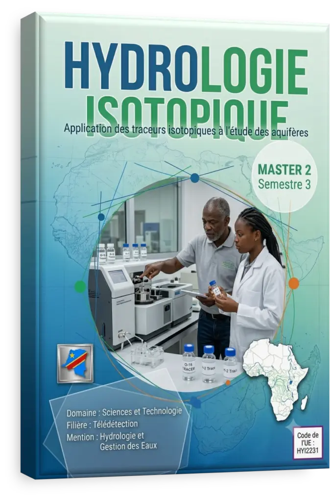 Technicien analysant des échantillons d'eau en laboratoire pour l'hydrologie isotopique en RDC.