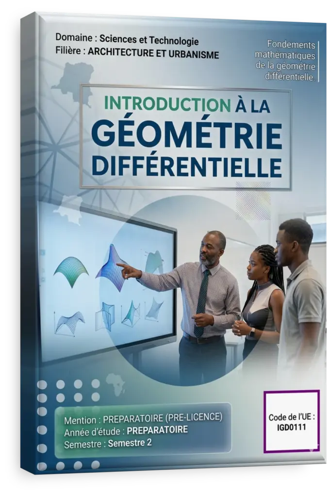 Illustration 3D d'une surface complexe avec des vecteurs de courbure.