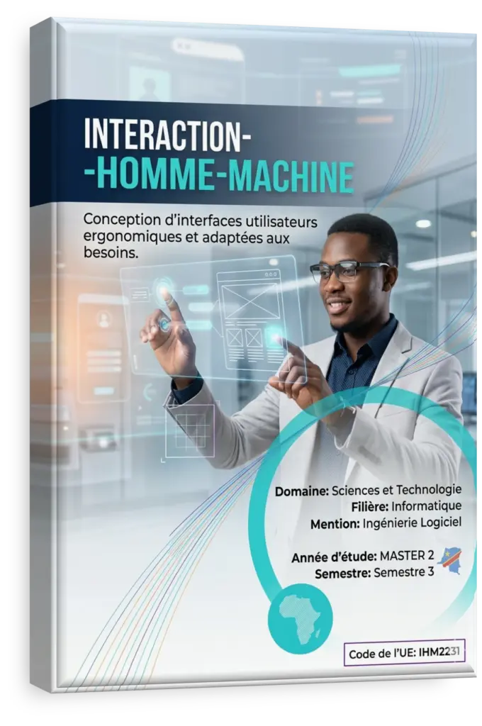 Étudiant en RDC travaillant sur une maquette d'interface utilisateur.