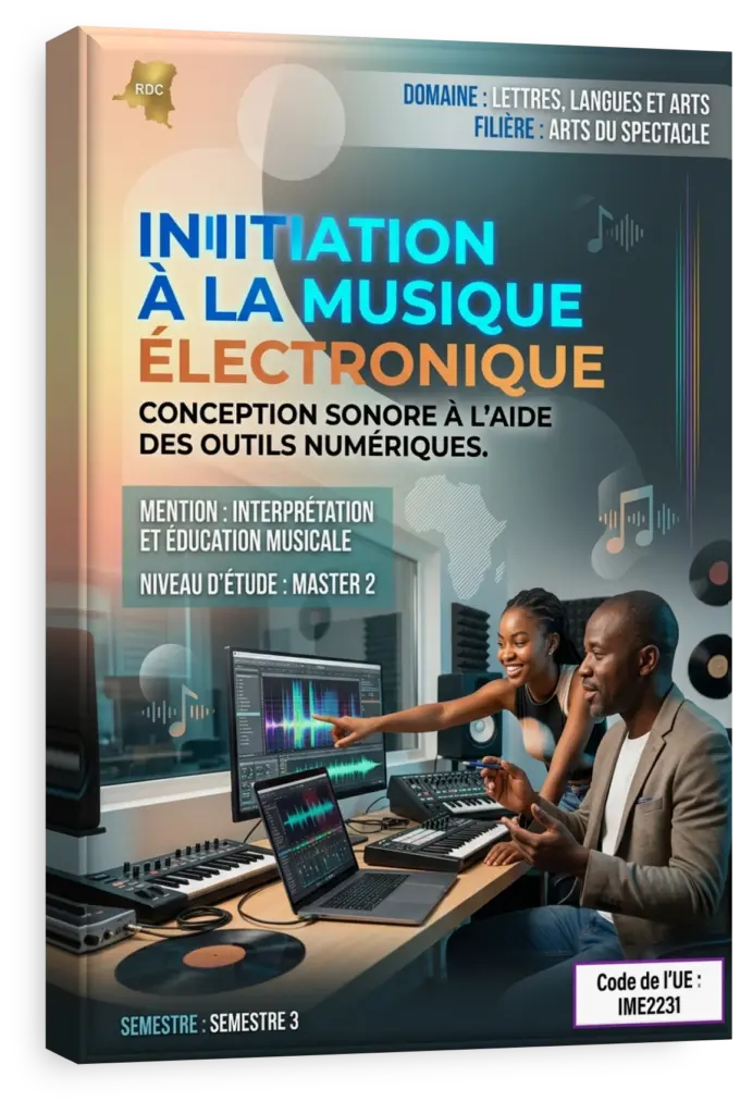 Étudiant en RDC composant sur un clavier MIDI pour le cours d'initiation à la musique électronique.