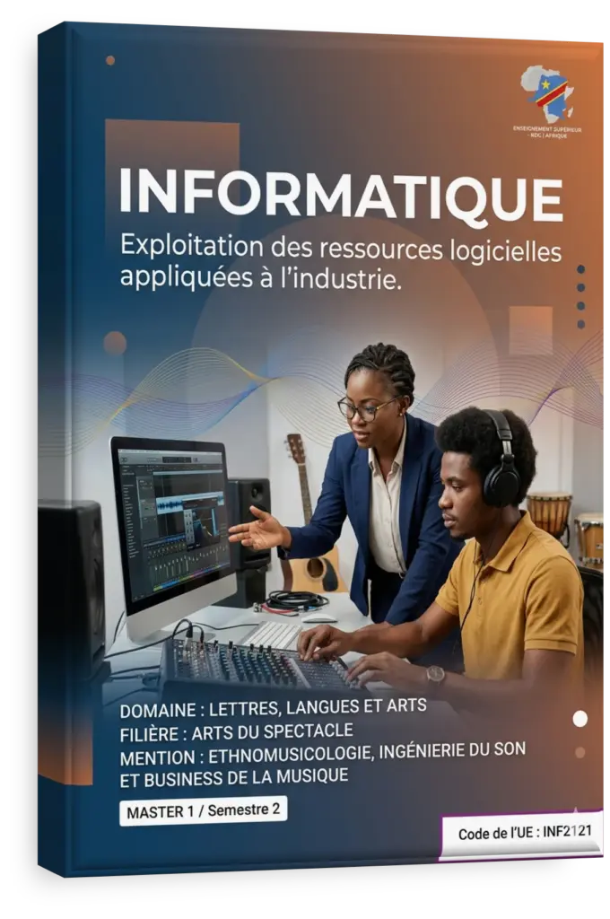 Étudiant en RDC utilisant un ordinateur pour la production musicale.