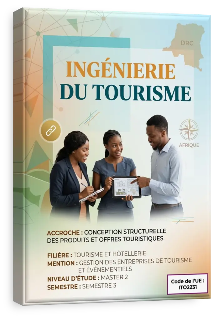 Étudiants en ingénierie du tourisme travaillant sur un projet de développement en RDC.