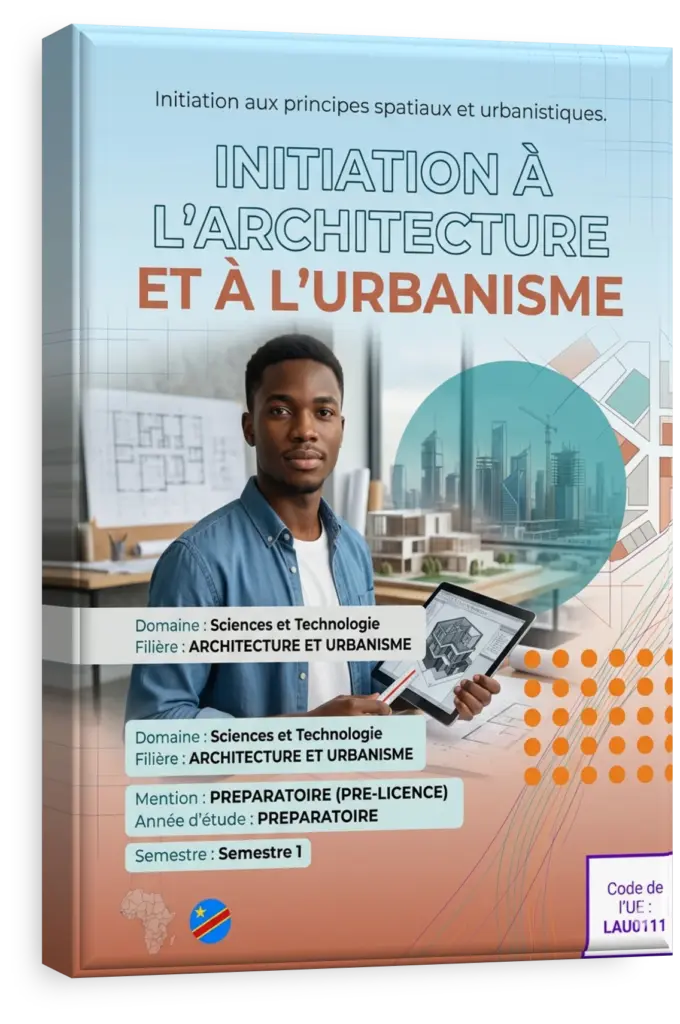 Plan architectural d'un bâtiment moderne en République Démocratique du Congo.