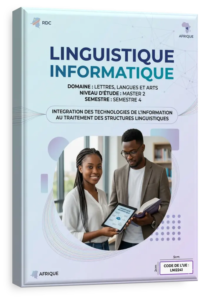 Étudiant en RDC utilisant un ordinateur pour l'analyse linguistique informatique.