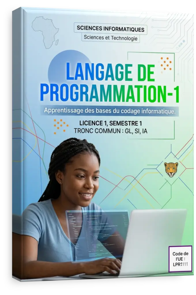 Étudiant en RDC apprenant le langage de programmation sur un ordinateur.