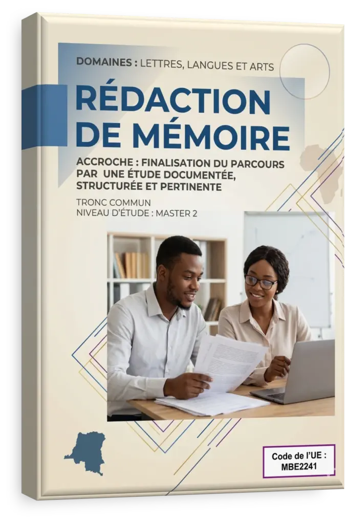 Étudiant universitaire en RDC travaillant sur la rédaction de son mémoire.