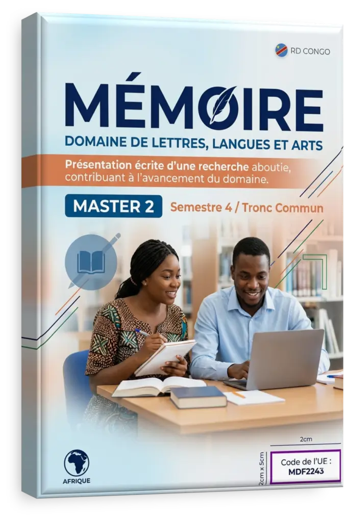 Étudiant universitaire rédigeant son mémoire en RDC.