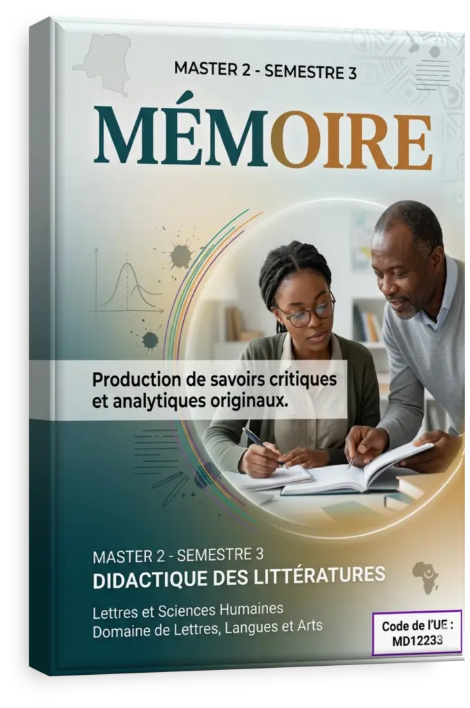 Étudiant en RDC travaillant sur la rédaction de son mémoire universitaire.