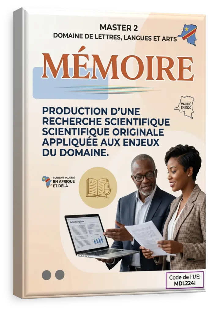 Étudiant présentant son mémoire de fin d'études en RDC.