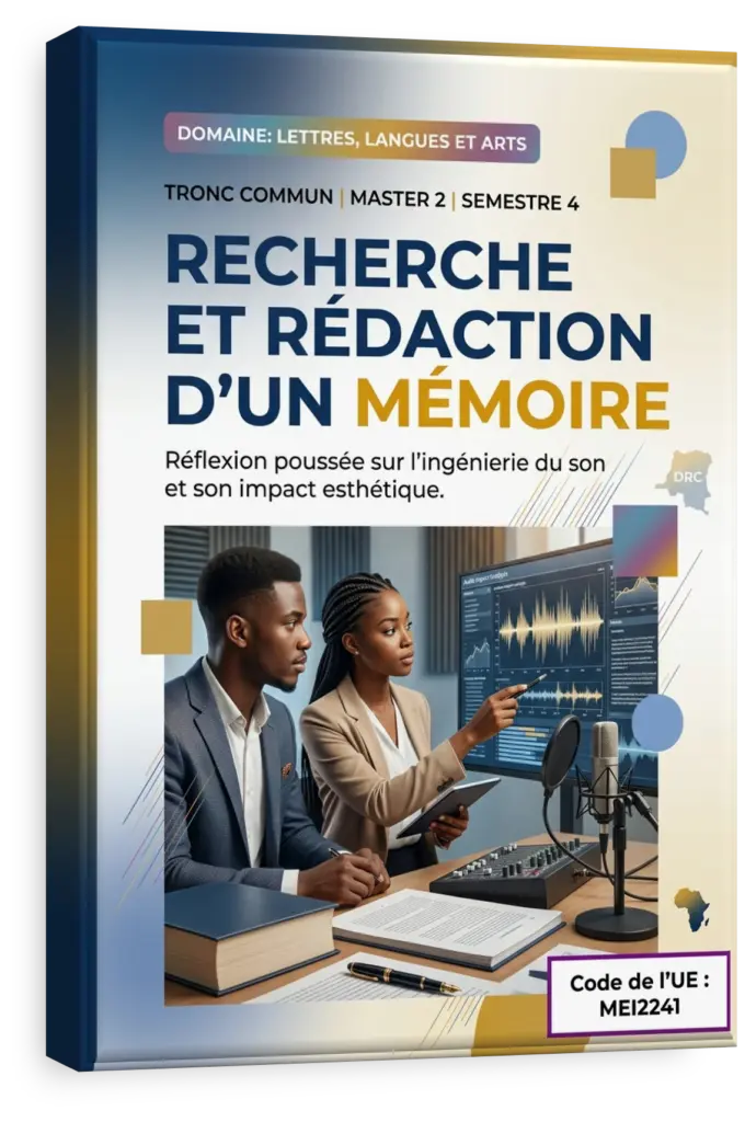 Étudiant en ingénierie du son travaillant sur la rédaction de son mémoire.