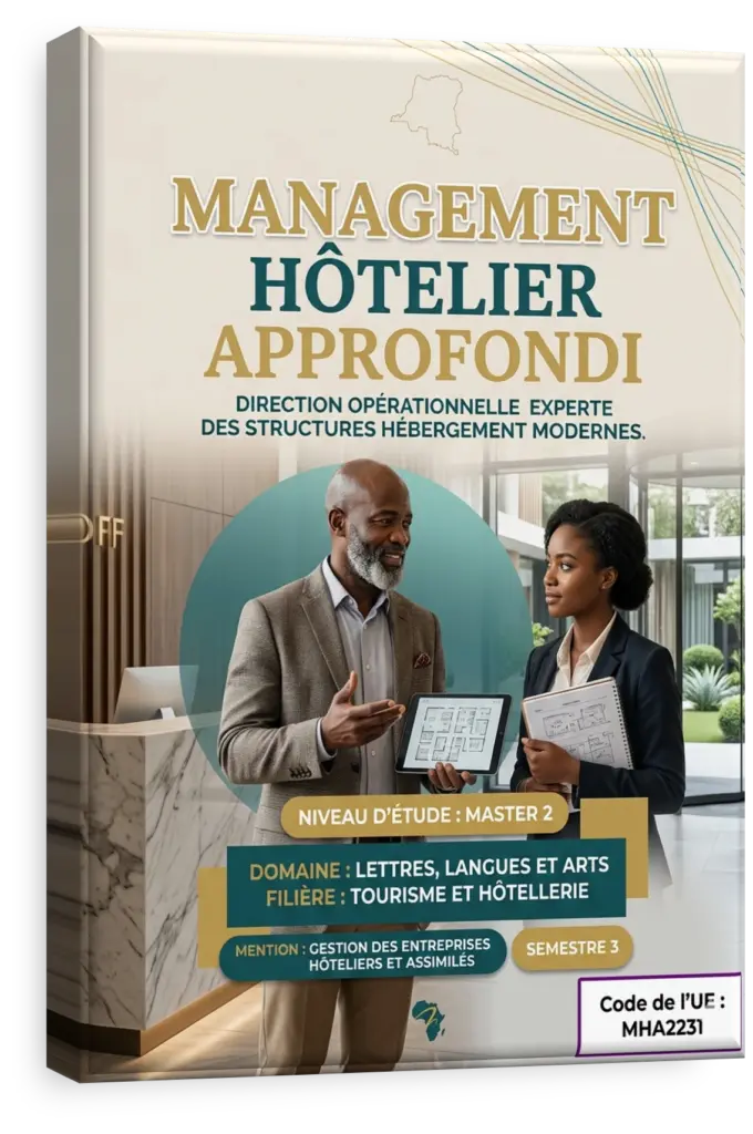 Étudiants en management hôtelier dans un hôtel de luxe en RDC.
