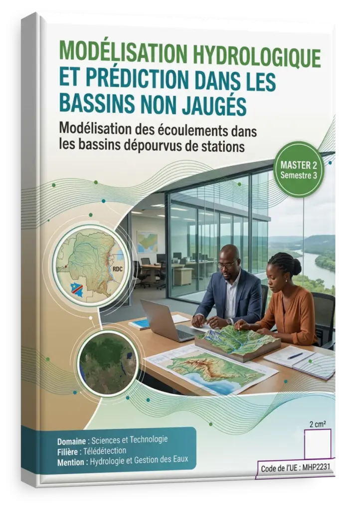 Carte d'un bassin versant en RDC avec superposition de données hydrologiques.