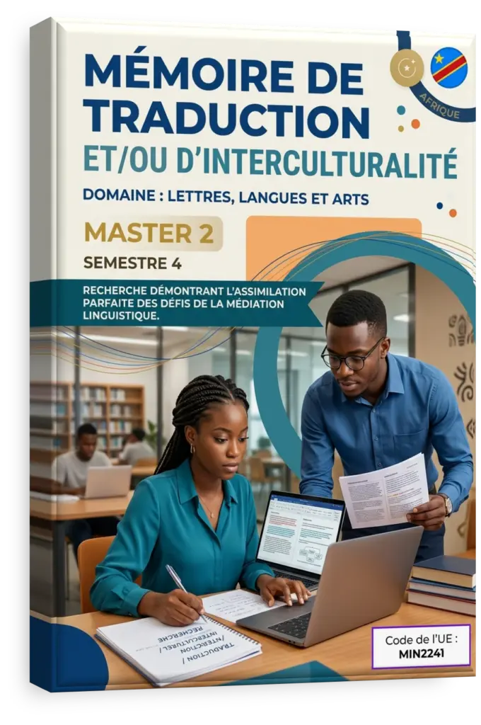 Étudiant en traduction travaillant sur un mémoire universitaire en RDC.