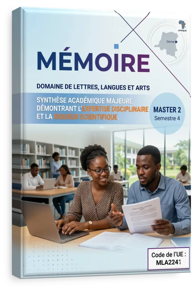 Étudiant présentant son mémoire de master devant un jury en République Démocratique du Congo.