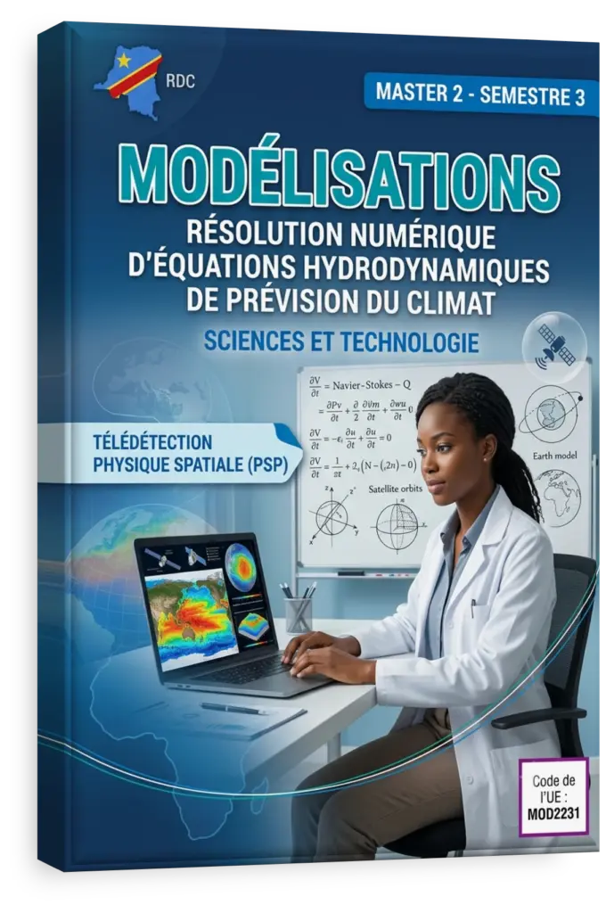 Étudiant analysant des données de modélisation géospatiale de la RDC sur un ordinateur.