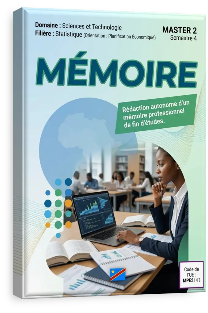 Étudiant présentant son mémoire de recherche en sciences et technologie en RDC.