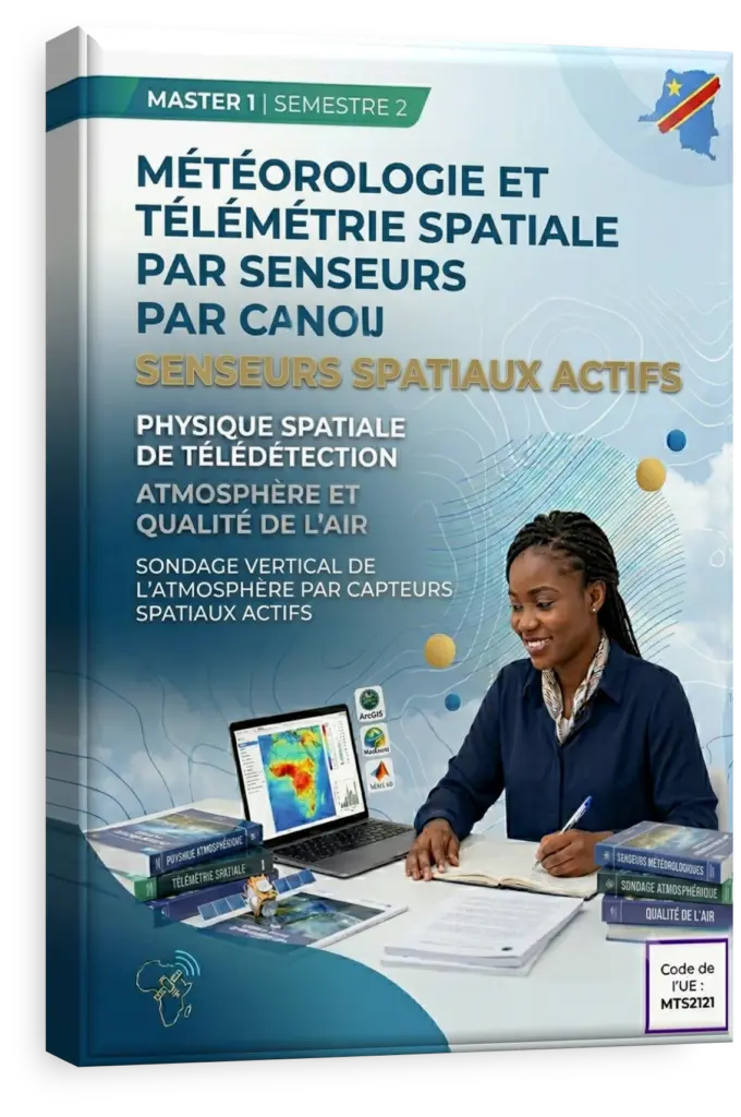 Satellite en orbite terrestre transmettant des données géospatiales vers la République Démocratique du Congo.